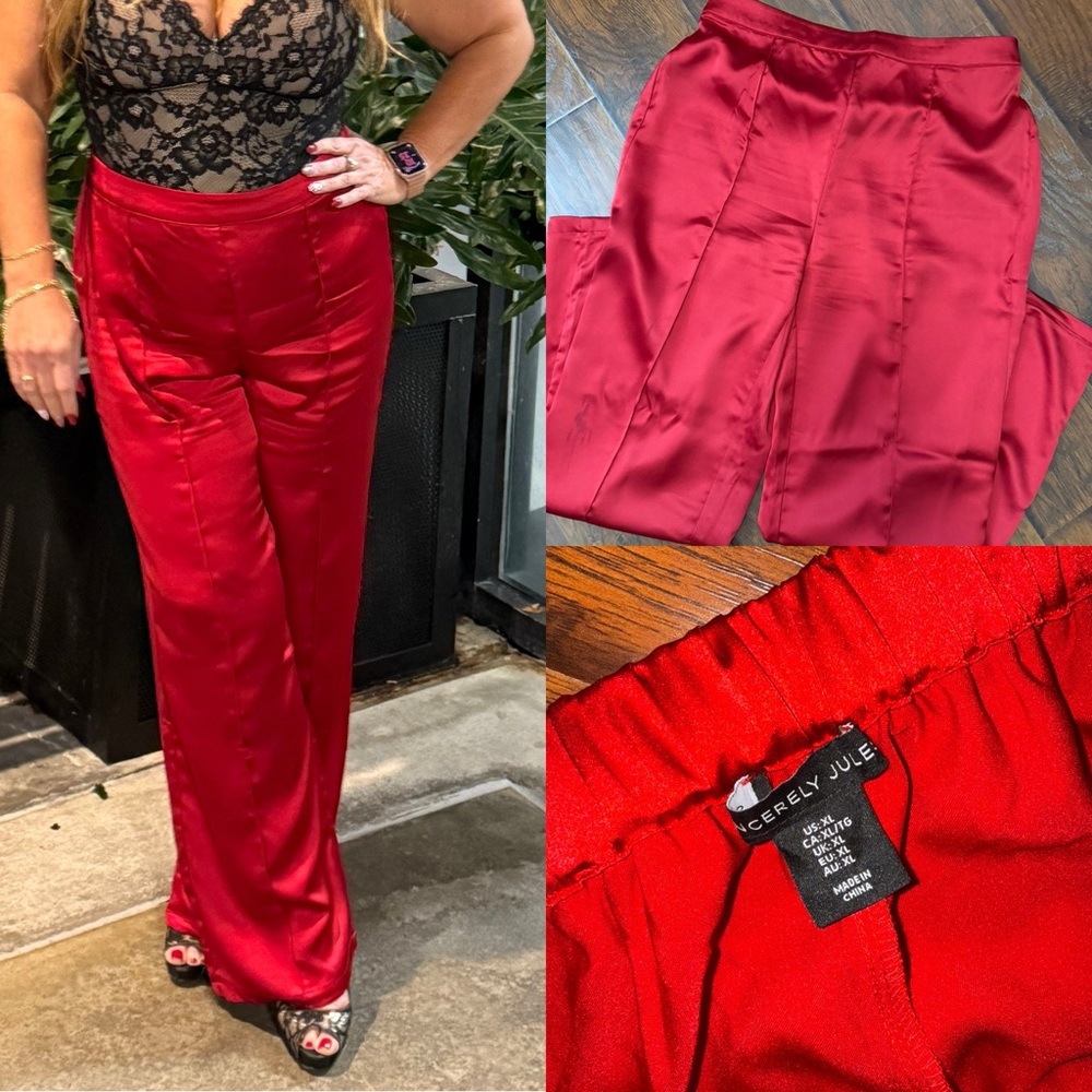 Red Satin Pants